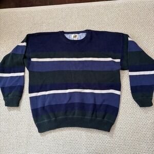 Men's Vintage Cotton Striped Cosby Grandpa Sweater, 2XL. Field Gear. 90's Y2K